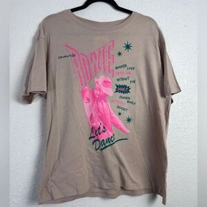 ⭐️David Bowie Graphic Tan T-Shirt Size‎ Large